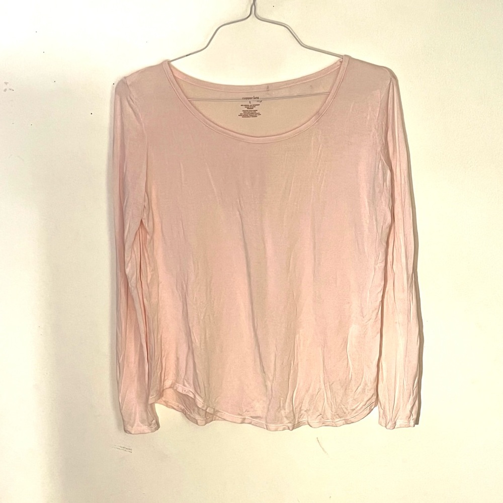 COPPER KEY sheer baby pink size Large lightweight woman’s top. Gently us…